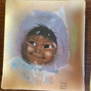 Vintage set Audrey Young Oppel Inuit/native children Tray-Plak plaques EUC